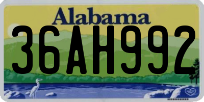 AL license plate 36AH992