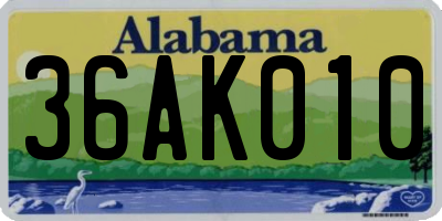 AL license plate 36AK010
