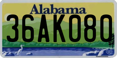 AL license plate 36AK080