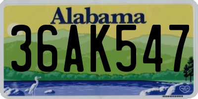 AL license plate 36AK547