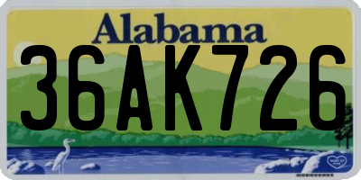 AL license plate 36AK726