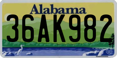 AL license plate 36AK982