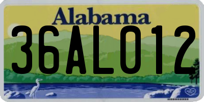 AL license plate 36AL012