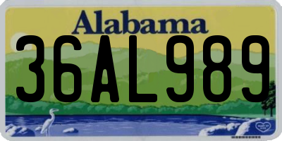 AL license plate 36AL989