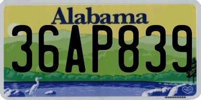 AL license plate 36AP839
