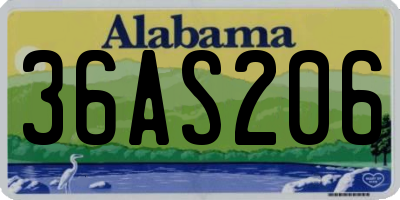 AL license plate 36AS206