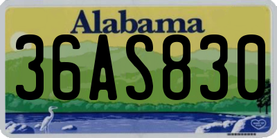 AL license plate 36AS830