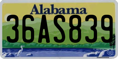 AL license plate 36AS839