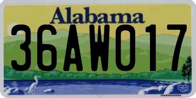 AL license plate 36AW017