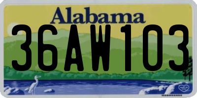 AL license plate 36AW103