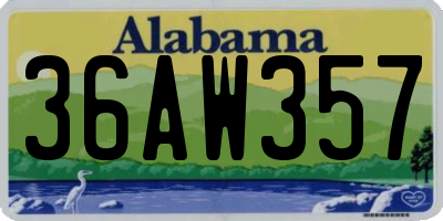 AL license plate 36AW357