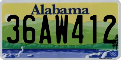 AL license plate 36AW412