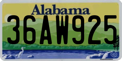 AL license plate 36AW925