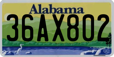 AL license plate 36AX802