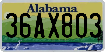 AL license plate 36AX803