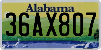 AL license plate 36AX807