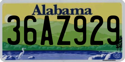 AL license plate 36AZ929