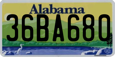 AL license plate 36BA680
