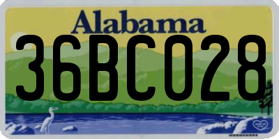 AL license plate 36BC028