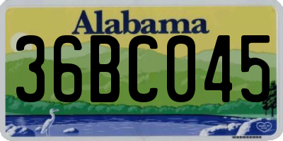 AL license plate 36BC045