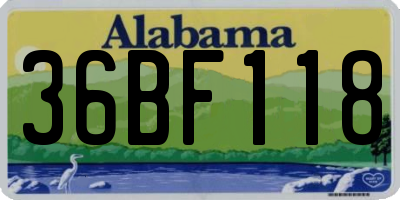 AL license plate 36BF118