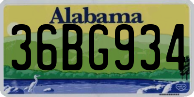 AL license plate 36BG934