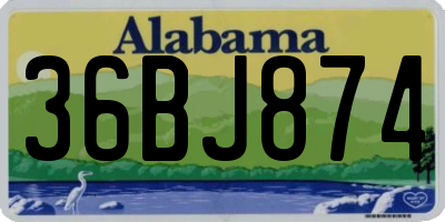 AL license plate 36BJ874
