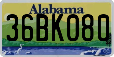 AL license plate 36BK080
