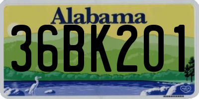 AL license plate 36BK201