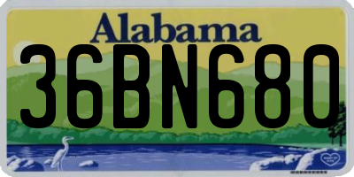 AL license plate 36BN680