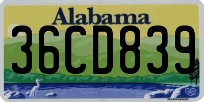 AL license plate 36CD839