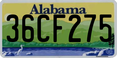 AL license plate 36CF275