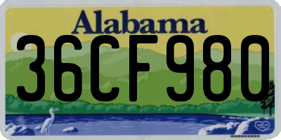 AL license plate 36CF980