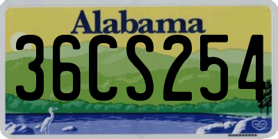 AL license plate 36CS254