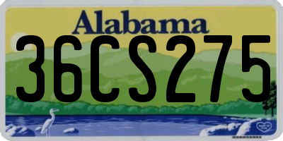 AL license plate 36CS275