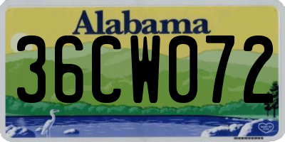 AL license plate 36CW072