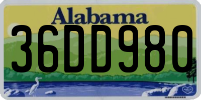 AL license plate 36DD980