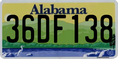 AL license plate 36DF138