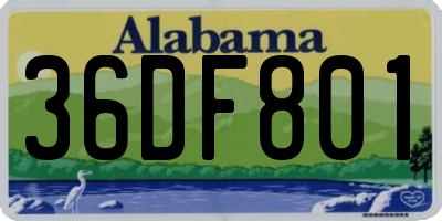 AL license plate 36DF801