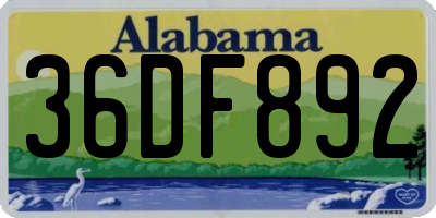 AL license plate 36DF892