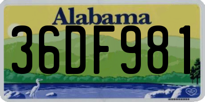 AL license plate 36DF981