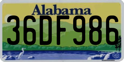 AL license plate 36DF986