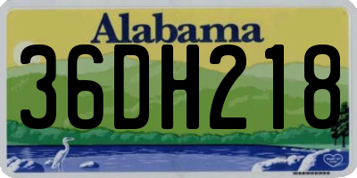 AL license plate 36DH218