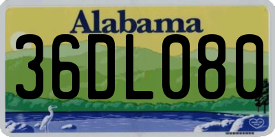 AL license plate 36DL080