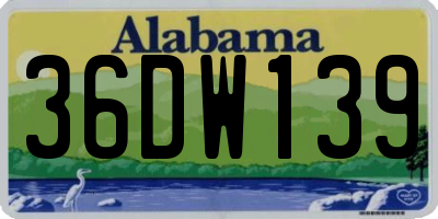 AL license plate 36DW139
