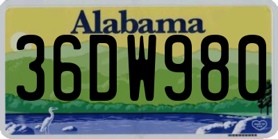 AL license plate 36DW980