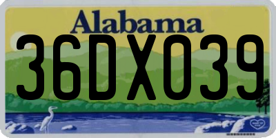 AL license plate 36DX039
