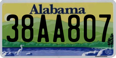 AL license plate 38AA807