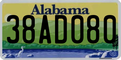 AL license plate 38AD080