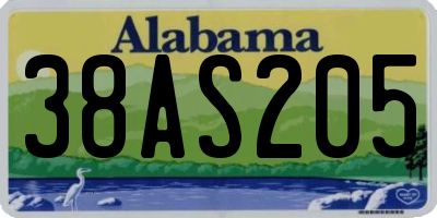 AL license plate 38AS205